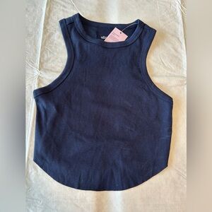 wild fable Ribbed Navy Cropped High-Neck Tank